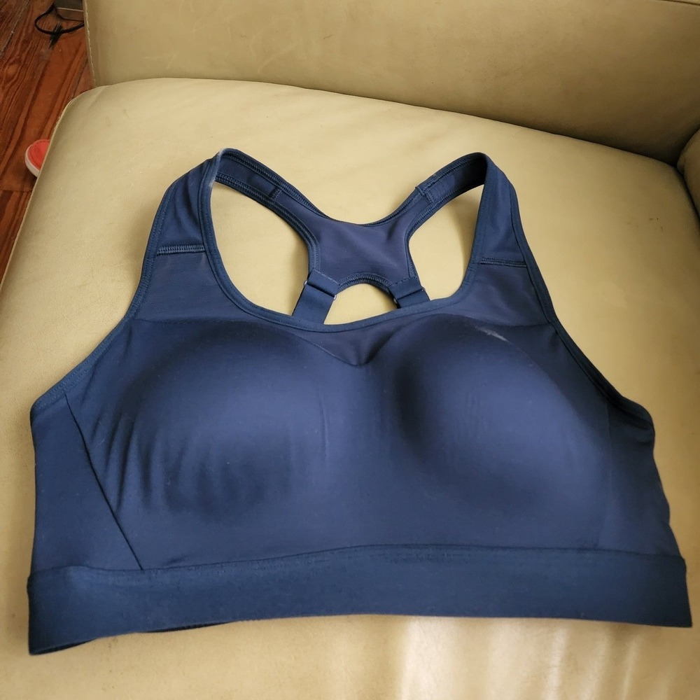 Gymshark High Support Sports Bra Navy Blue Molded Cups Adjustable B1A6K Mens M